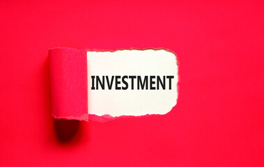 Investment symbol. Concept word Investment on beautiful white paper. Beautiful red paper...