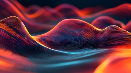 Fototapeta premium Vibrant Luminous Waves of Light Crossing the Screen in a Futuristic Digital Display