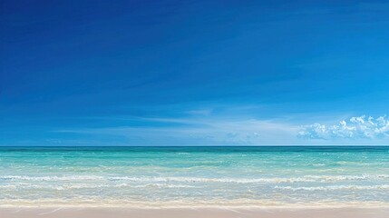 Fototapeta premium Beach and ocean: A tranquil beach scene with gentle waves, highlighting relaxation and the beauty of nature..