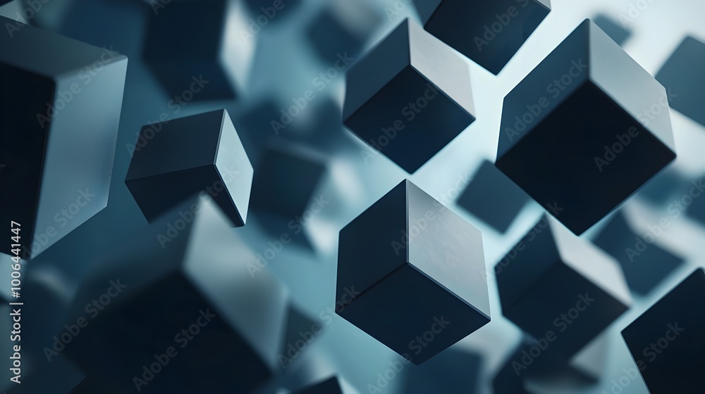 Poster floating cubes in seamless motion - abstract 3d technology and creativity design