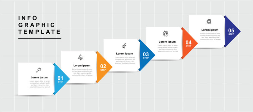 Modern design template infographic vector element with 5 step columns can be used for workflow, business information, presentation and web graphic design 