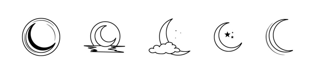 Beautiful Moon and Star Icons for Ramadan Festivities and Children’s Celebrations – Perfect for Nighttime Themes