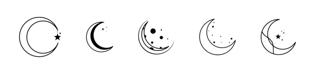 Beautiful Moon and Star Icons for Ramadan Festivities and Children’s Celebrations – Perfect for Nighttime Themes