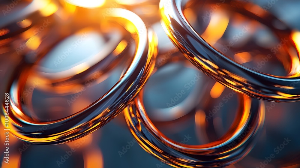 Poster interconnected 3d rings symbolizing dynamic and systems