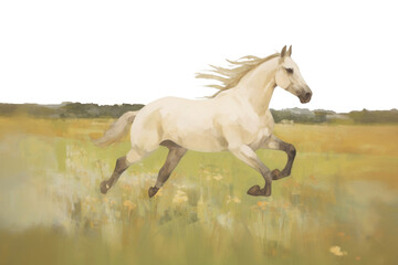 Fototapeta premium PNG Horse running in the meadow painting horse stallion.