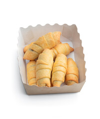 Mutaki oriental cookies in paper bowl isolated on white