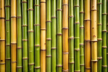 Textured bamboo wall close-up with green and yellow stems