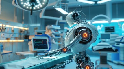 Fototapeta premium Robot Surgeon in Operating Room