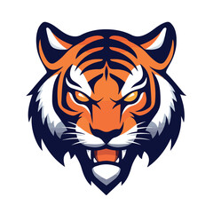 Tiger head mascot logo isolated on white background