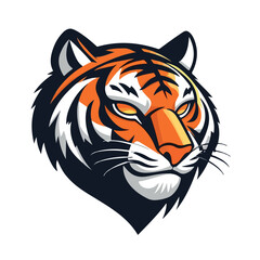 Tiger head mascot logo isolated on white background