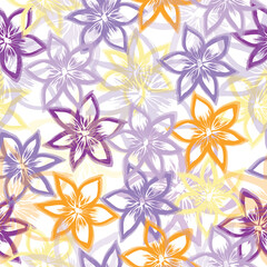 Colored monstera leaves seamless pattern. Tropical botanical pattern.  Creative collage seamless patterns.