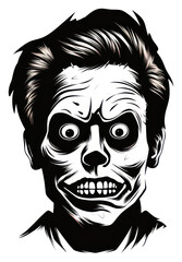 Fototapeta premium PNG Horror and scary face halloween portrait drawing sketch.