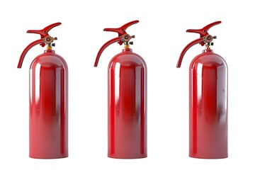Obraz premium Red and white colors, three views of the product, industrial design for home fire extinguishers in the style.