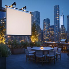 ## Rooftop Bar Billboard Mockup: City Lights & Party Ambiance 