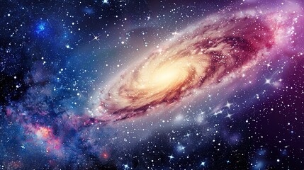 Fototapeta premium Big Bang colorful space galaxy fog cloud nebula. Universe science astronomy and stary night cosmos mockup background. Supernova concept wallpaper