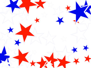 Background with red, white, blue stars. Vector paper illustration. Web banner template for USA Independence day or Memorial Day