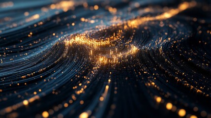 Naklejka premium Abstract Dark Blue Background with Golden Sparks.