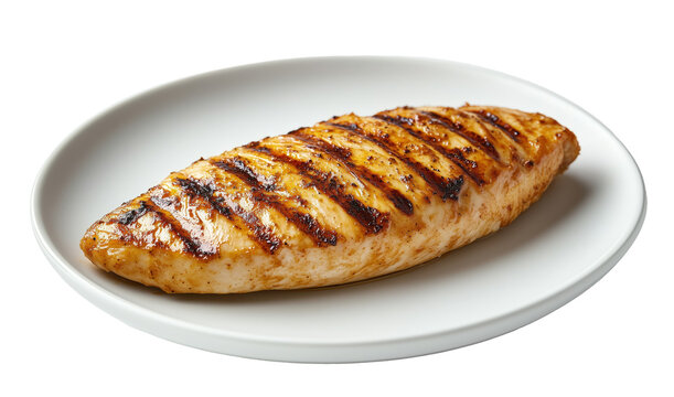 Deliciously grilled chicken fillet served on a classic white plate for a savory meal experience
