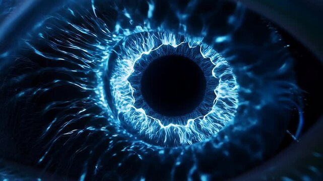 Macro Close-Up Animation of Electric Blue Human Eye Iris