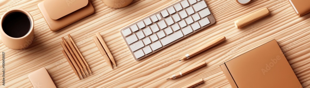 Poster minimalist desk setup ideas clean lines, simple organization, and functional workspace with statione