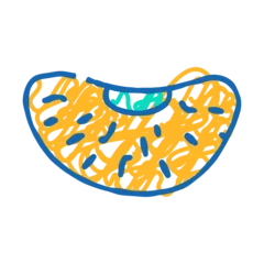 Fotobehang Hokusai The Great Wave wedge mandarin clementine doodle icon sketch vector. wedge mandarin clementine sign. isolated symbol illustration  © sevector