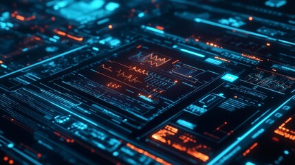 Fototapeta premium Futuristic Interface with Glowing Lines and Data.