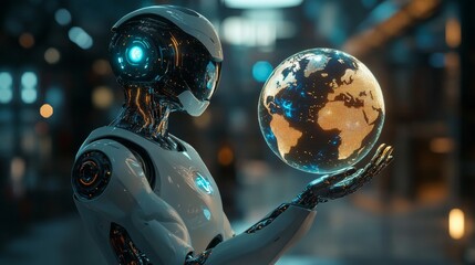 Robot Holding the Earth.