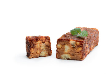 Caramel slice bar isolated on white