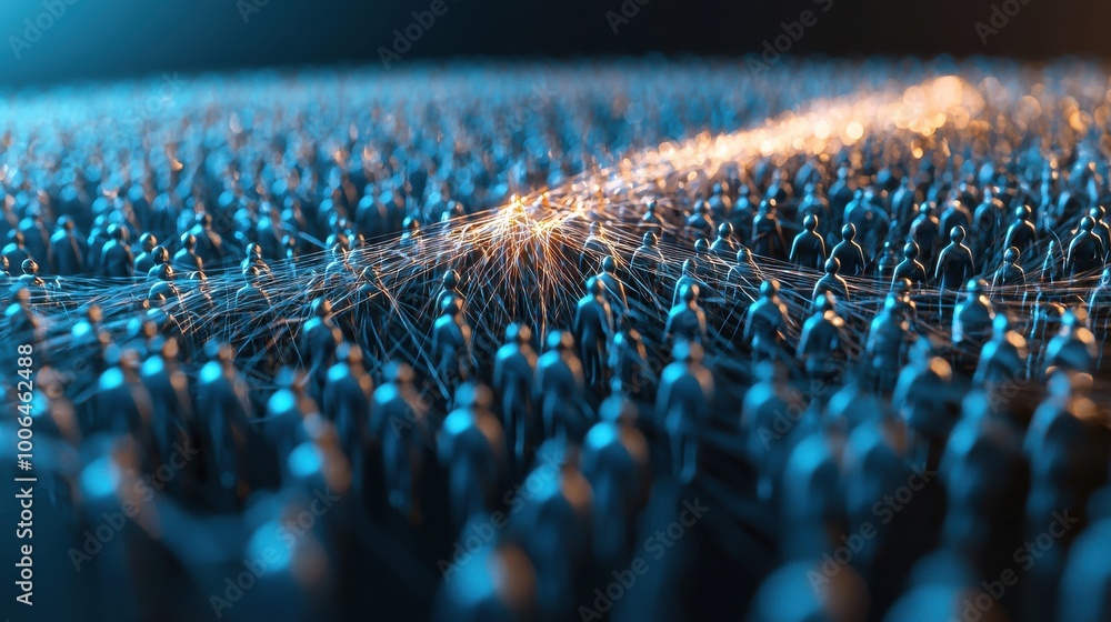 Poster building trust: abstract human figures connected by glowing threads, forming a bridge of trust that 
