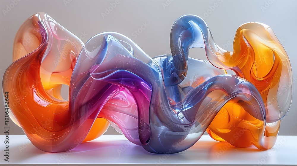 Aufkleber artwork of glass capturing motion dynamic 3d rendering image. gradient plastid creative composition 