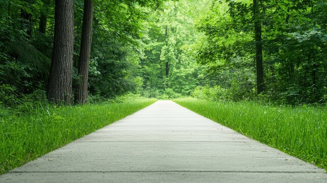 Cemented Path: A straight path made of concrete leading nowhere, representing a journey where the individual refuses to step off the predetermined course