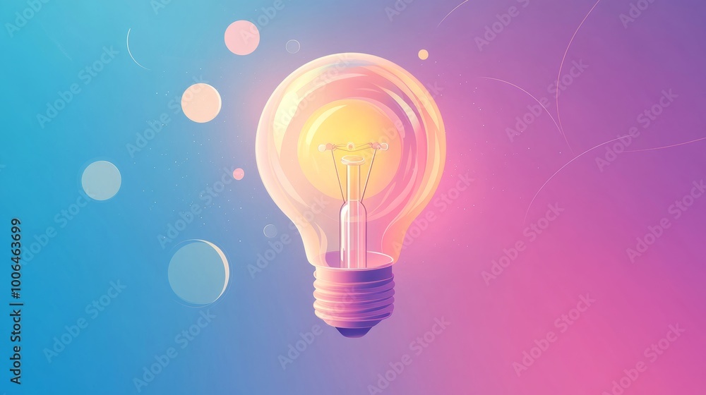 Poster light bulb with gradient background.