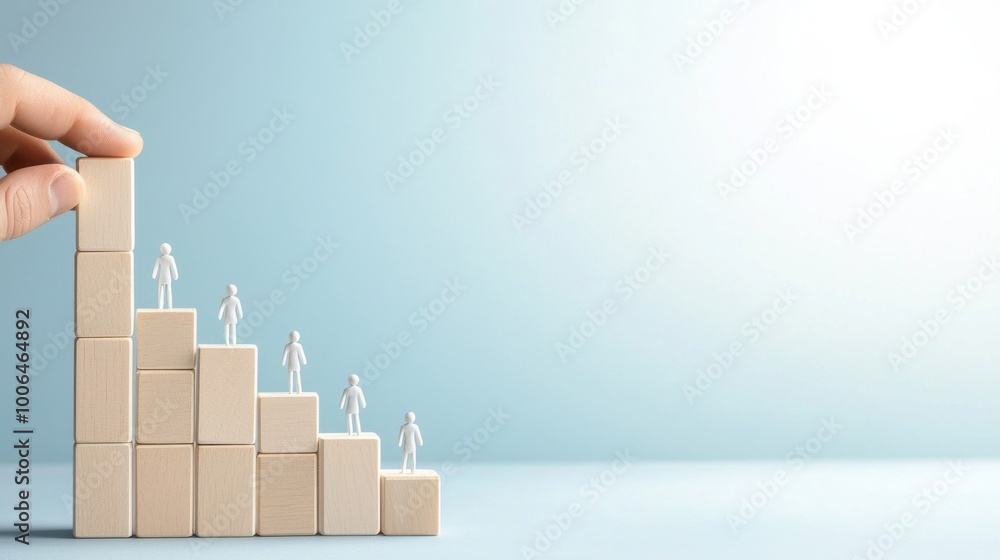 Poster collaborative climb: figures climbing up a series of interconnected blocks, with each block represen
