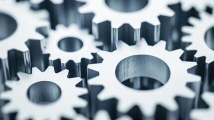 Collaborative Gear Wheel: Multiple interconnected gear wheels, each representing a person, all turning in harmony, symbolizing teamwork as the key to business success