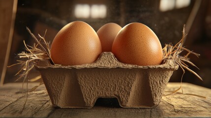 Brown Eggs in a Cardboard Carton.