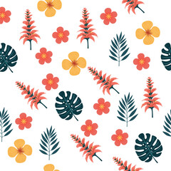 seamless pattern with flowers, leaf vector