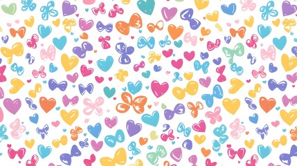 Cheerful Repeating Heart and Bow Pattern for Wrapping Paper and Packaging