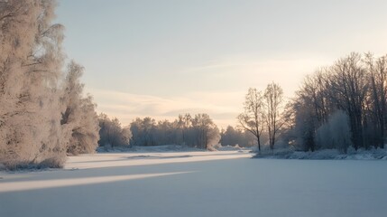 Breathtaking Snowy Forest Landscape in Peaceful Winter Wonderland