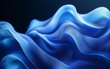 Fototapeta premium Abstract Blue Shape with Fluid Curves and Volumetric Lighting on Dark Background in Monochromatic Green Palette. High-Resolution, Sharp Focus Studio Design.