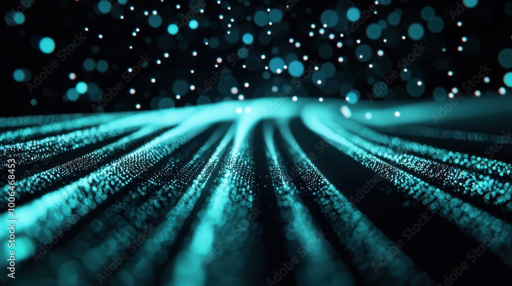 Poster data-driven pathway: a glowing pathway made of lines of data, where each segment represents a measur