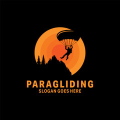 Paragliding Logo Design Vector illustration