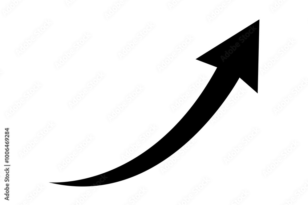 Wall mural black curve arrow icon on transparent background. flat style. arrow icon for your web site design, l