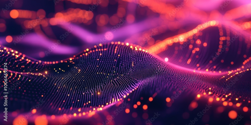 Poster modern digital abstract 3d background with holographic data points floating in a matrix, symbolizing