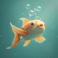 Joyful Fish Blowing Bubbles in Seafoam Green Waters