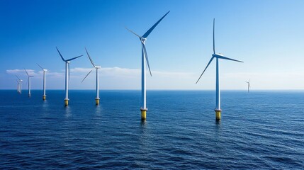 Wind turbines spread across a vast desert landscape, harnessing wind energy to generate electricity.  