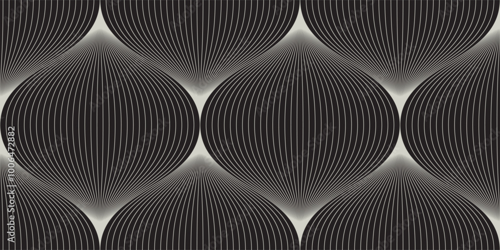 Poster black and white pattern featuring intricate curved lines creating a modern and visually striking des