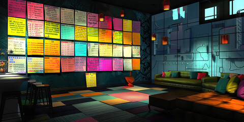 Special Events Coordinator's Wall: Adorned with event planning timelines, decoration ideas, and a board with upcoming event details