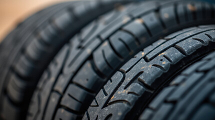 High-Quality Close-Ups of Car Tire and Off-Road Tire for Vehicles, Showing Details of Rubber Treads and Tire Patterns on Various Terrains