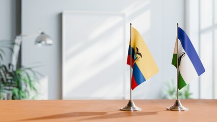 FLAGS OF ECUADOR AND LESOTHO ON TABLE