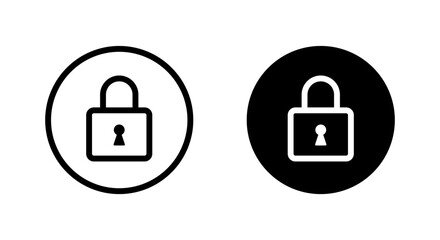 Padlock, lock line icon on black circle